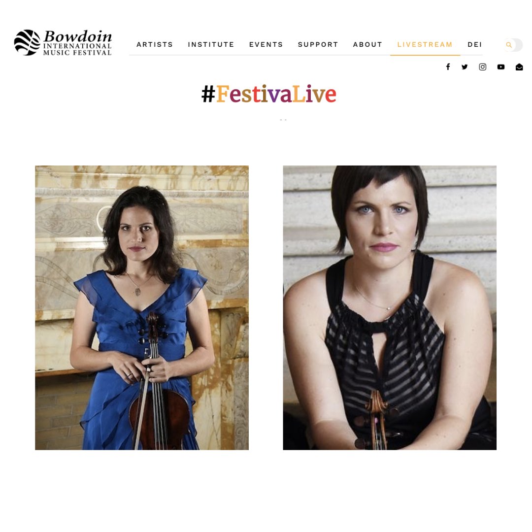 JupiterStringQuartet (@jupiter_quartet) on Twitter photo Catch Meg Freivogel and Elizabeth Freivogel at <a href="/bowdoinfestival/">Bowdoin International Music Festival</a> today, July 22 at 7:30 P.M. At this live streamed event, hear Rebecca Clarke’s 1921 Piano Trio, Brahms’ String Sextet No. 2 in G Major, Op. 36, and more.
Watch the live streamed event here: bowdoinfestival.org/festivalive/ Catch Meg Freivogel and Elizabeth Freivogel at <a href="/bowdoinfestival/">Bowdoin International Music Festival</a> today, July 22 at 7:30 P.M. At this live streamed event, hear Rebecca Clarke’s 1921 Piano Trio, Brahms’ String Sextet No. 2 in G Major, Op. 36, and more.
Watch the live streamed event here: bowdoinfestival.org/festivalive/
