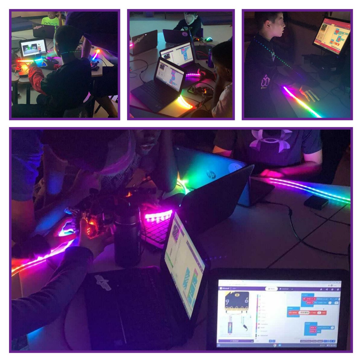 sarah_sarahryan's tweet photo. #coding with #bBoards -- end-of-week dance party! @brilliant_labs #SummerSTEAMCamp #CanCode #ISED #MakeSomethingBrilliant @microbit_edu @nseducation https://t.co/ISmuRCB9yN