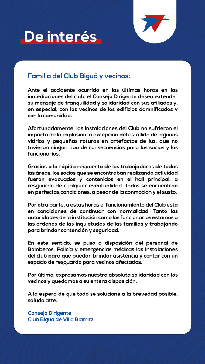 BiguaOnline's tweet photo. De interés para la comunidad, familias y vecinos del Club Biguá. https://t.co/52qZBmQewE