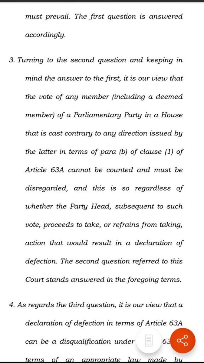 arsched's tweet photo. #SupremeCourtofpakistan in Presidential Reference clearly said Parliamentary Party prevails. Thank You @SalmanKNiazi1 https://t.co/0EiK7WsFyT