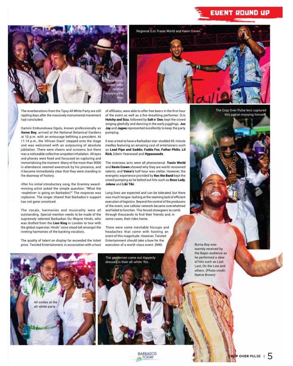 twistedbarbados's tweet photo. The headline says it all! βTIPSY ALL WHITE PARTY WORTH EVERY CENT.β @burnaboy
#tipsybarbados #burnaboy #kestheband #voice #hypasounds #faddafox #lilrick #edwinyearwood #fatherphilis #leadpipeandsaddis #twistedbarbados #twistedfamily #twistedexperience #cropover #cropover2022 https://t.co/UjOzVmAVfL
