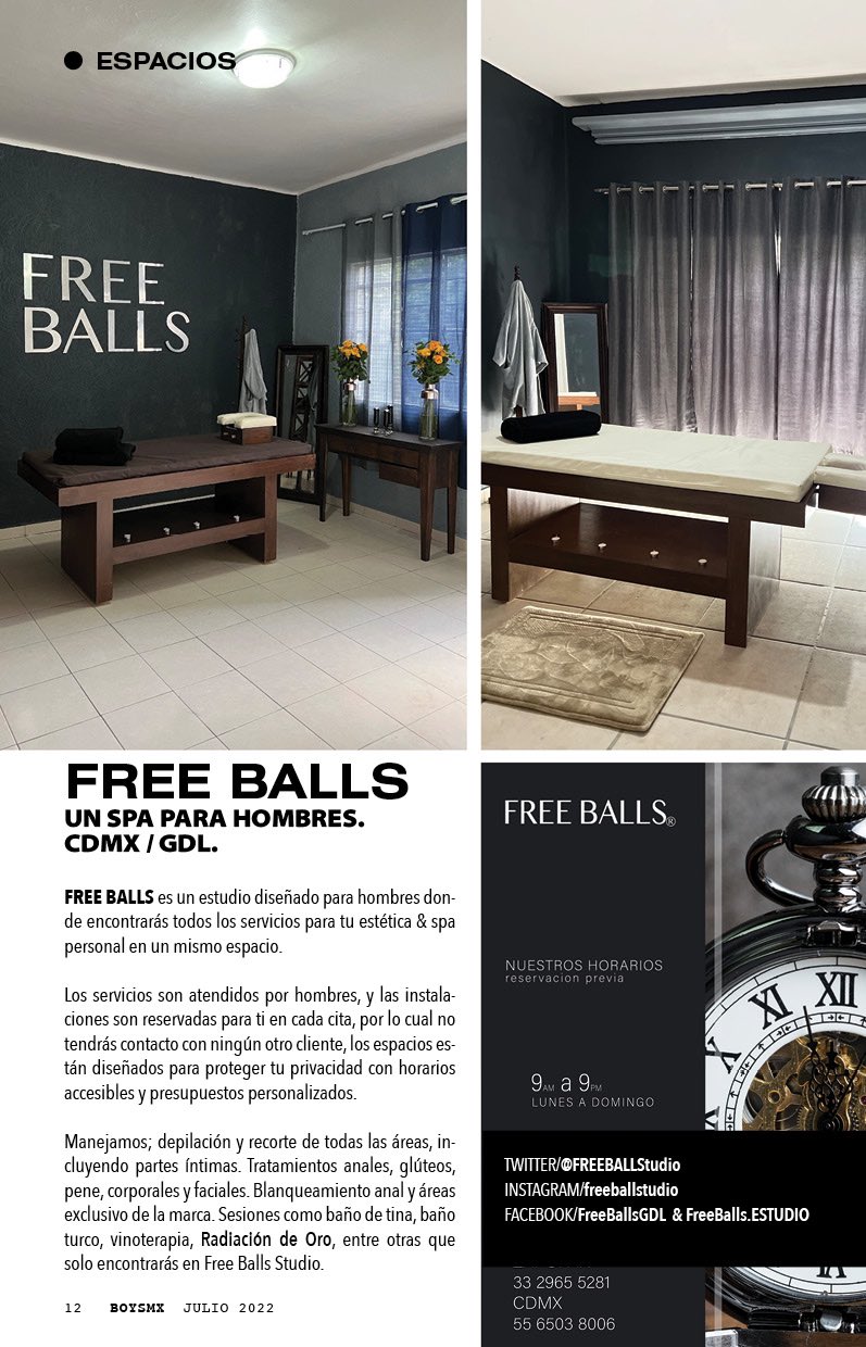 Un SPA para HOMBRES atendido por HOMBRES ??????? El espacio del mes en BOYSMX es @FREEBALLStudio  Agenda