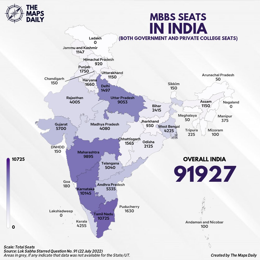 The Maps Daily on Twitter "MBBS Seats in India MBBS NEET Medical The Centre informed the Lok