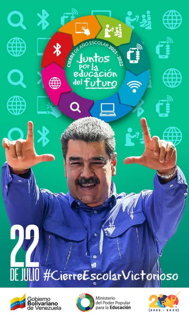 Hoy #22Julio vamos todos juntos al gran #CierreEscolarVictorioso con nuestro presidente @NicolasMaduro @_LaAvanzadora @MPPEDUCACION @RosangelaOrozco por la educación del futuro... Viva la patria!!