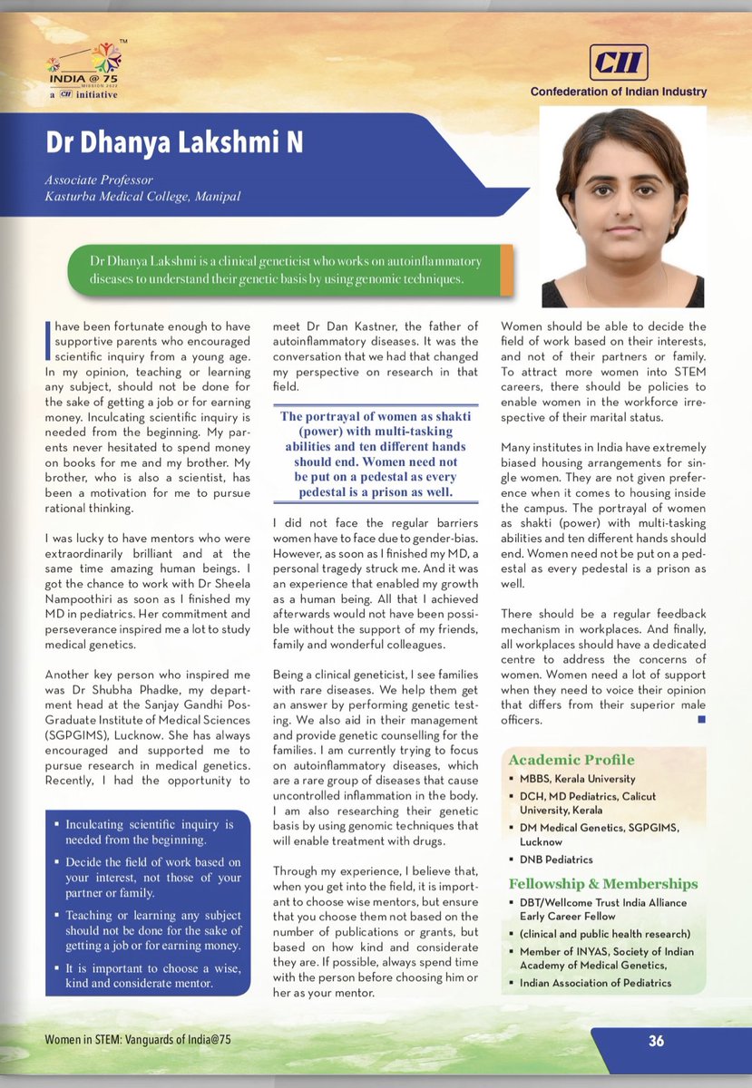 Happy to be featured in this compendium of Women in STEM: Vanguards of India@75. Prof Ajay Sood, Principal Scientific Adviser to the Government of India released this compendium. online.anyflip.com/sruan/adwe/mob… <a href="/VivifyMedia/">Vivify Media Pvt. Ltd.</a> <a href="/INYAS_INSA/">Indian National Young Academy of Sciences (INYAS)</a> <a href="/insa_academy/">Indian National Science Academy (INSA)</a> <a href="/India_Alliance/">DBT/WT India Alliance</a> <a href="/PrinSciAdvGoI/">Principal Scientific Adviser, Govt. of India</a>