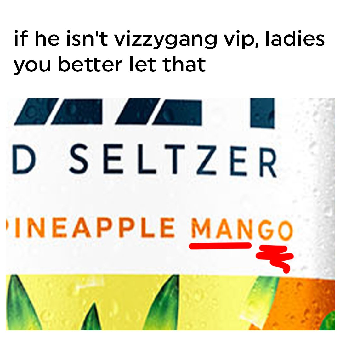 vizzyseltzer's tweet photo. I said what I said. 🥭🥭🥭 Get u a partner with thicc perks and rewards with #VizzyGangVIP. Join to get the 4-1-1 on new flavor drops, prizes, and other drool-worthy deals from your fave hard seltzer💥 https://t.co/wgwzRBWxVO https://t.co/O4lnHyc6zX