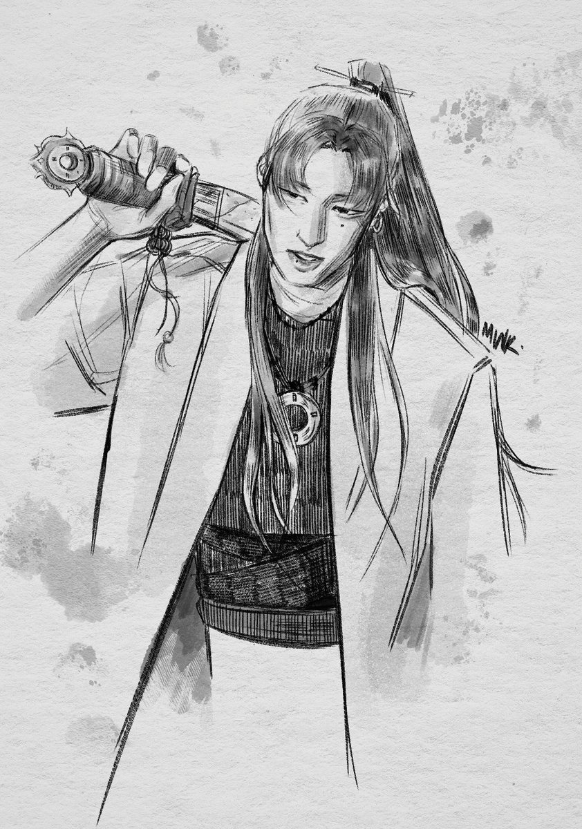 3. Work you want to show to ATEEZ 

Wooyo already saw this art of mine (the first one) and he said it's cool so I wanna show him this cooler one with the sword too <3 