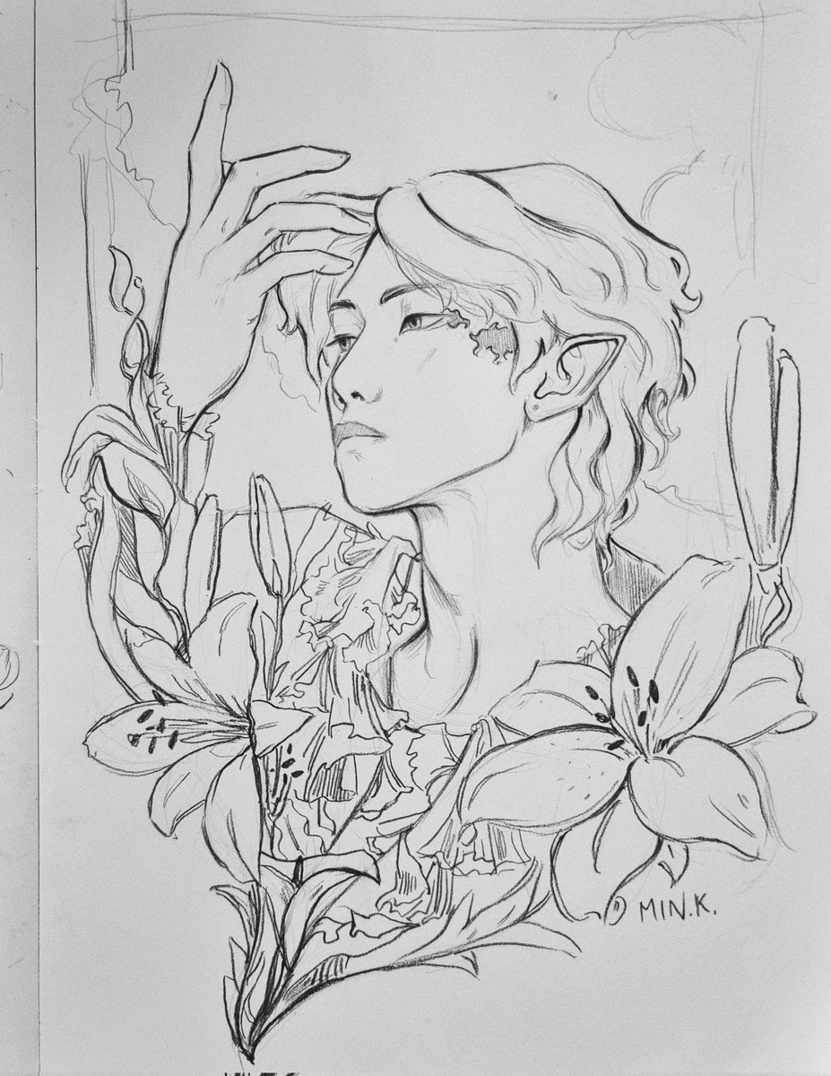 4. You experimental work 

First ones I thought of was the Seonghwa piece I did that was inspired by Fantasy (VIXX), and the Yeosang piece I did by copying Alphonse Mucha's sketch style ✍🏼 Both of these were for collabs 👌🏼 