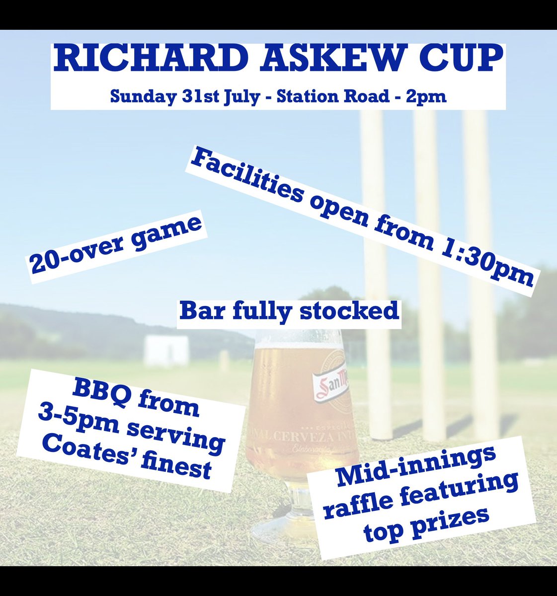 RICHARD ASKEW CUP MATCH

Please join us as we host the annual Richard Askew 20-over cup match.

Come down and meet faces new and old and help raise money for Darley Dale CC, please spread the word to friends and family to help us celebrate this special day in memory of Akey.