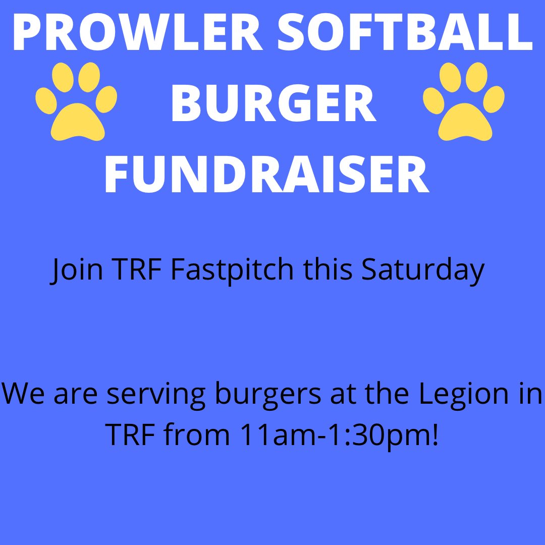 ProwlerSoftball's tweet photo. Come support our lady prowlers this Saturday at the legion for a burger fundraiser! https://t.co/9tetRJscuY