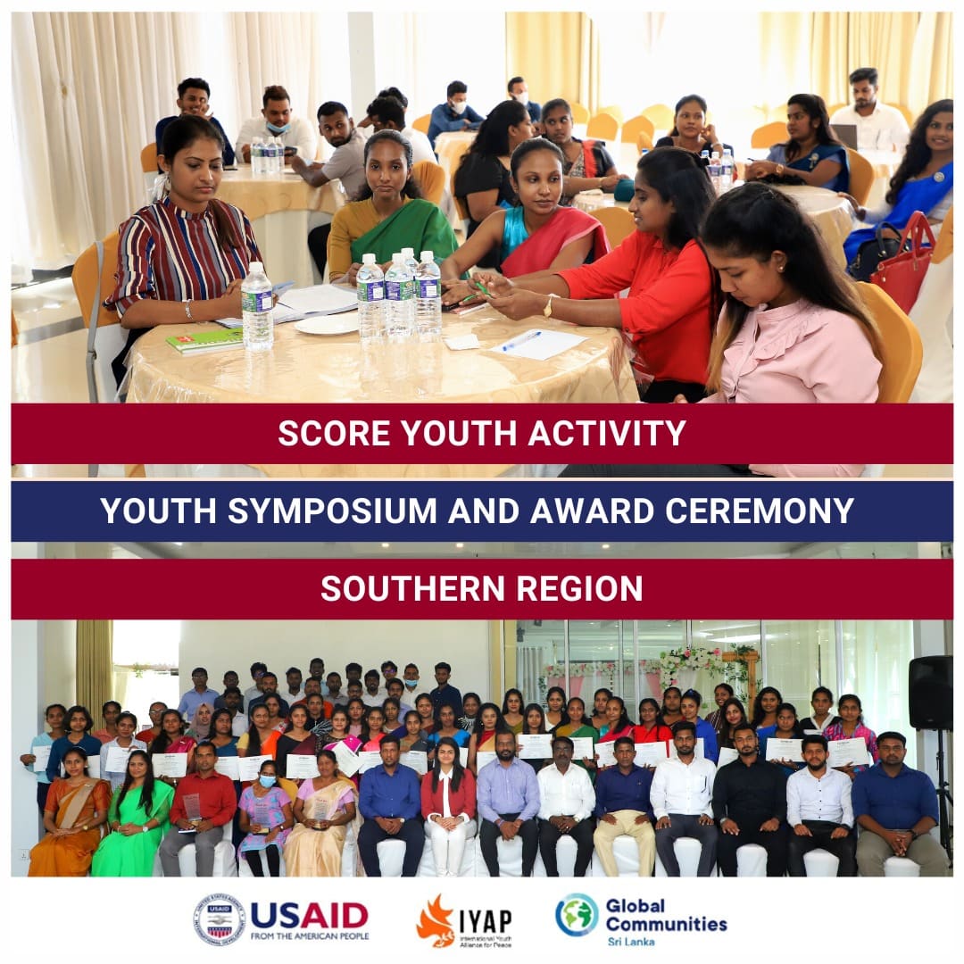IYAP_org's tweet photo. We're pleased to announce that the " SCORE Youth Activity: Youth Symposium and Award Ceremony" of the Southern Region covering Hambantota, Matara and Monaragala Districts was held yesterday at Rain Tree Hotel, Hambantota.
#IYAP #Youth4Peace #SYA #AwardCeremony https://t.co/lZSaIiqAEA