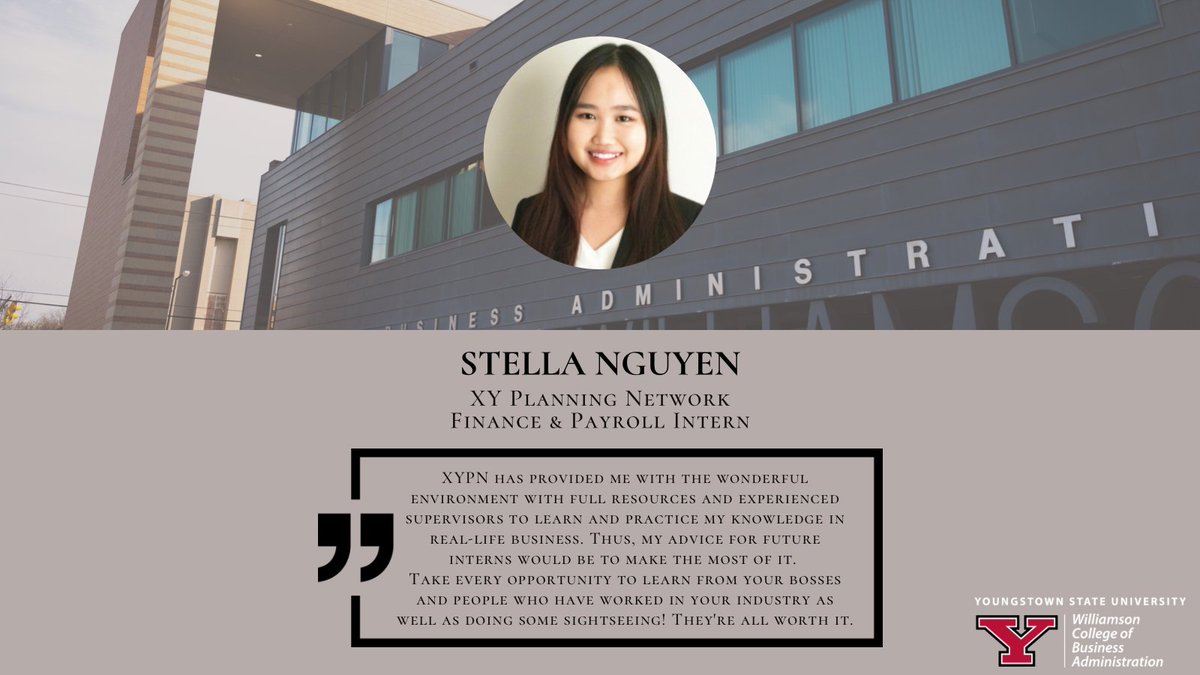 Our next Intern Spotlight is Finance major  Stella (Duyen) Nguyen. Nguyen is interning with XY Planning Network this summer!