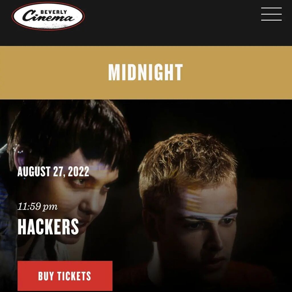 OMG!!! I missed the theatrical released (1995) and covid stop the 25th anniversary in the theaters! But now 2 days before my 43 birthday the <a href="/newbeverly/">New Beverly Cinema</a> is doing a 35mm print, Midnight showing and I can't wait to finally be able to see one of my all time… instagr.am/p/CgUi4MFr7ix/