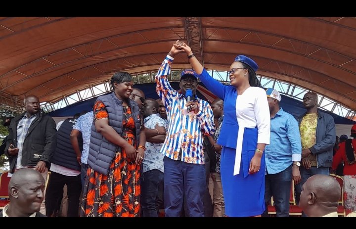 DapKWomen's tweet photo. Today at Tranzoia Right Hon. Raila Odinga endorsed Hon Phanice Naliaka Khatundi as the incoming Women Rep Tranzoia county @EugeneLWamalwa @HonEseli @DAP_Kenya 
#Inawezekana https://t.co/0fmjpz18mi