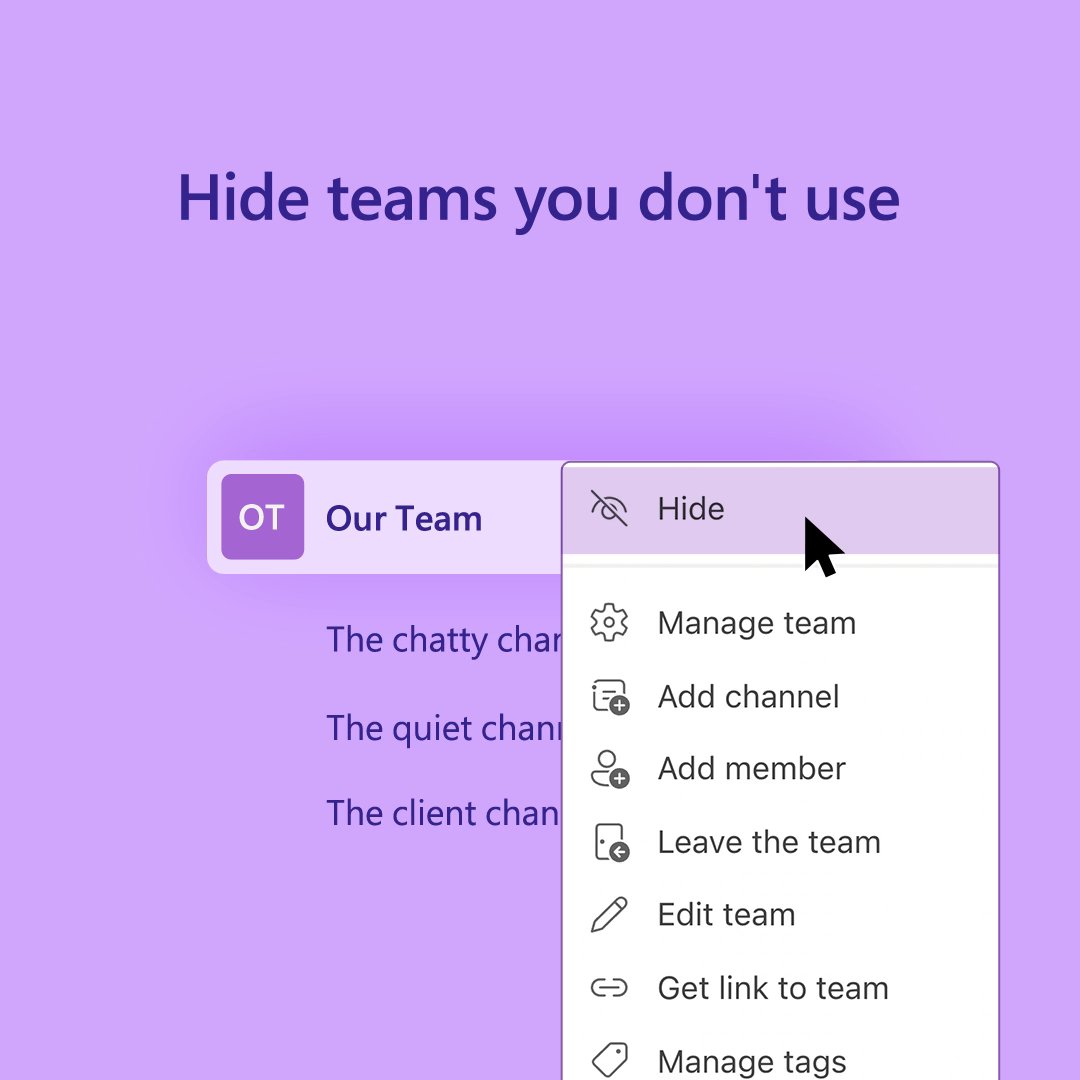 Microsoft Teams on Twitter "Streamline your view. Mute or hide chats