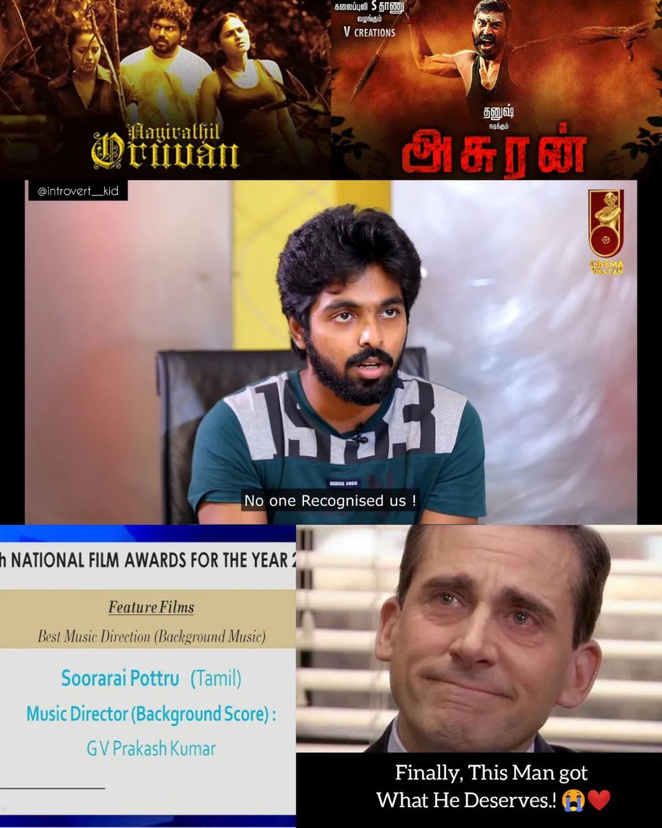 Finally 🥺♥️
CONGRATULTIONS <a href="/gvprakash/">G.V.Prakash Kumar</a> Nov ♥️💥
#SooraraiPottru
#GVPRAKASH
#NationalFilmAwards