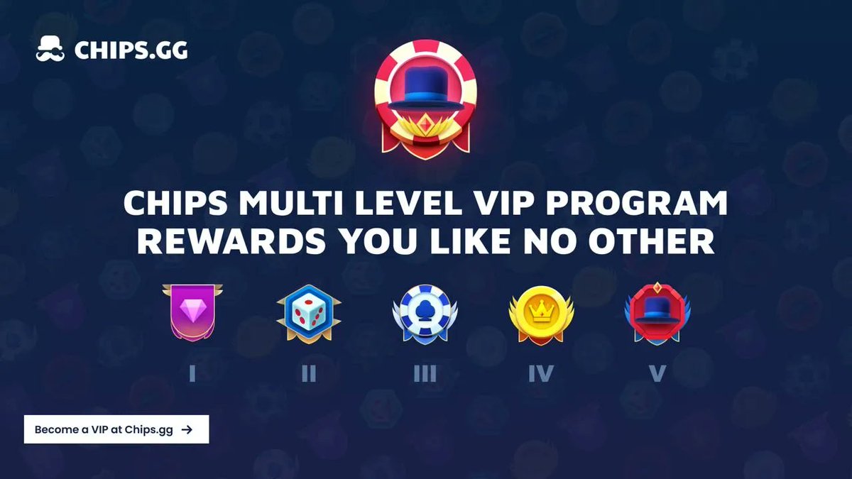 chipsgg's tweet photo. Make your way through Chips VIP program with 500 levels, 25 tiers and 5 ranks to explore 💰

🏆 Rank up for instant cash rewards
🔒 Unlock weekly and monthly cash bonuses
🎟 Earn VIP prize wheel tickets every time you level up

And more 🔥

Become a VIP https://t.co/cEtNfJjtT6 https://t.co/Fj8uFBMAat