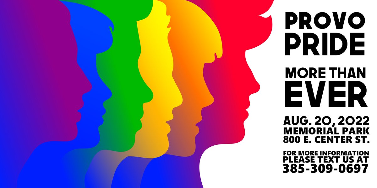 ProvoPride's tweet image. Provo Pride
More Than Ever
Aug. 20, 2022

Text 385.309.0697 to get involved.