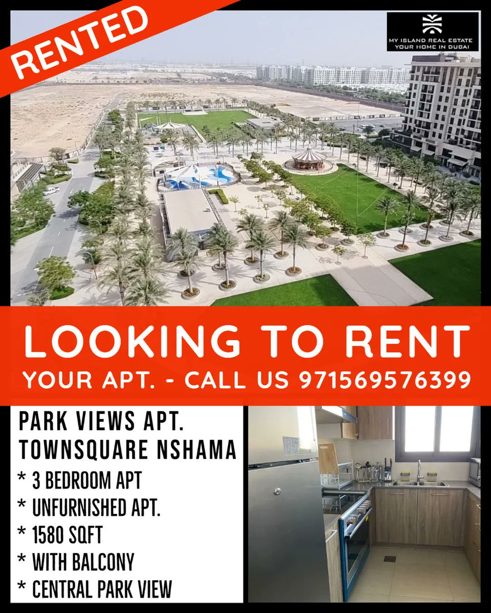 RENTED - Townsquare Nshama Apt.

3 Bedroom - Unfurnished Apt. with Central Park View.

If you are looking to Rent or Sell your apartment, Please do call us on 971569576399

#DubaiCity #Dubai #dubaiproperties #dubailuxuryliving #visitdubai #dubailife #dubairealestate #uae