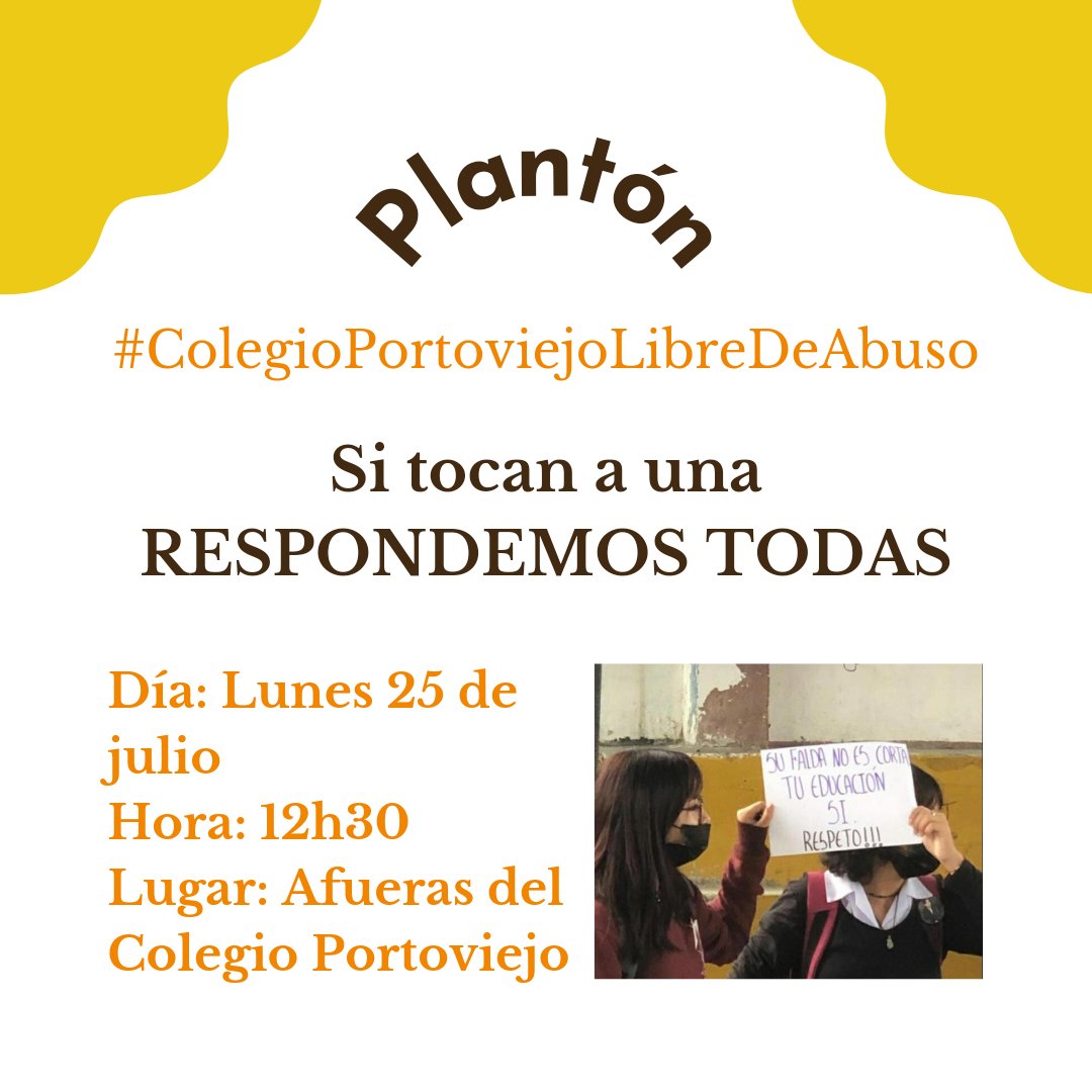 ZSubversiva's tweet photo. Únete al plantón, si tocan a una RESPONDEMOS TODAS 💜💚
Día: Lunes 25 de julio
Hora: 12h30
Lugar: En las afueras del colegio Portoviejo.
#ColegioPortoviejoLibreDeAbuso
#feministasportoviejo #FeministasManabí #nomassilencio #nomasabusos #nomasinvisibilizadas #nomasfachos https://t.co/eXxSvdr8r3