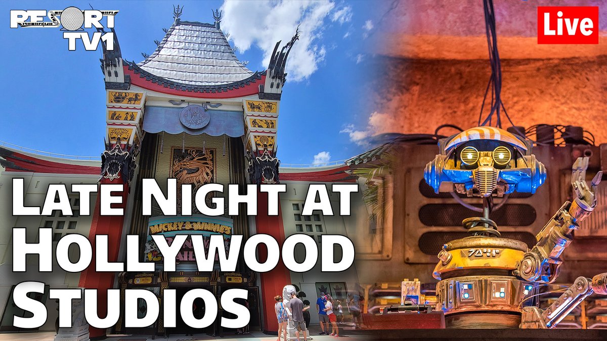 ResortTV1's tweet image. Join us tonight at 6:00pm ET for Late Night at Disney's Hollywood Studios!

The stream will be live here - youtube.com/watch?v=lIhqS-…  

We'll ride several rides with Genie Plus, enjoy some strolls, and then head to Olga's Cantina for some late night fun!  See you at 6:00pm ET!!