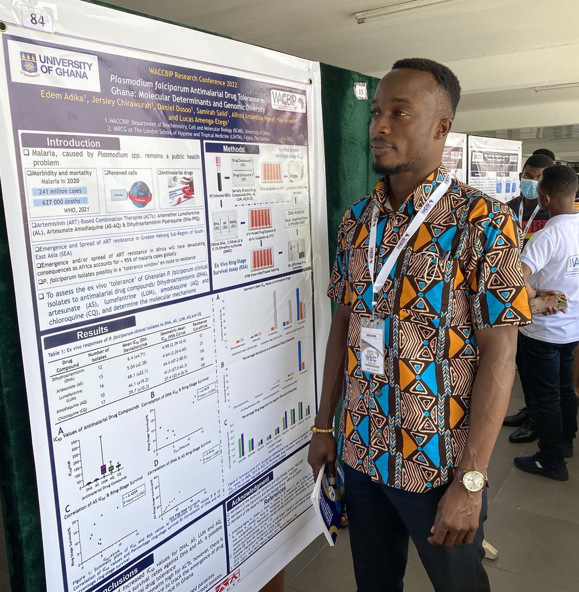 mgcbg_cbil's tweet photo. There is a lot on drug resistance but little on drug tolerance, our gallant @eddy_may4 tolerated all to tell of how he is trying to genetically identify anti-malarial drug tolerant parasites.
#wrc2022 @WACCBIP_UG https://t.co/yjLfZxOfcD