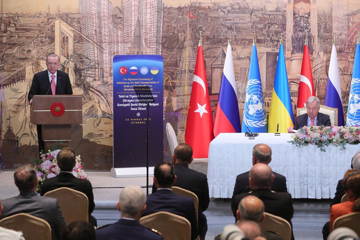 I hope the joint step we took today in Istanbul with the Russian and Ukrainian parties will be a fresh turning point that will rekindle hopes for peace. Turning this friendly and peaceful atmosphere into the steps of ending the war would be beneficial for all humanity.