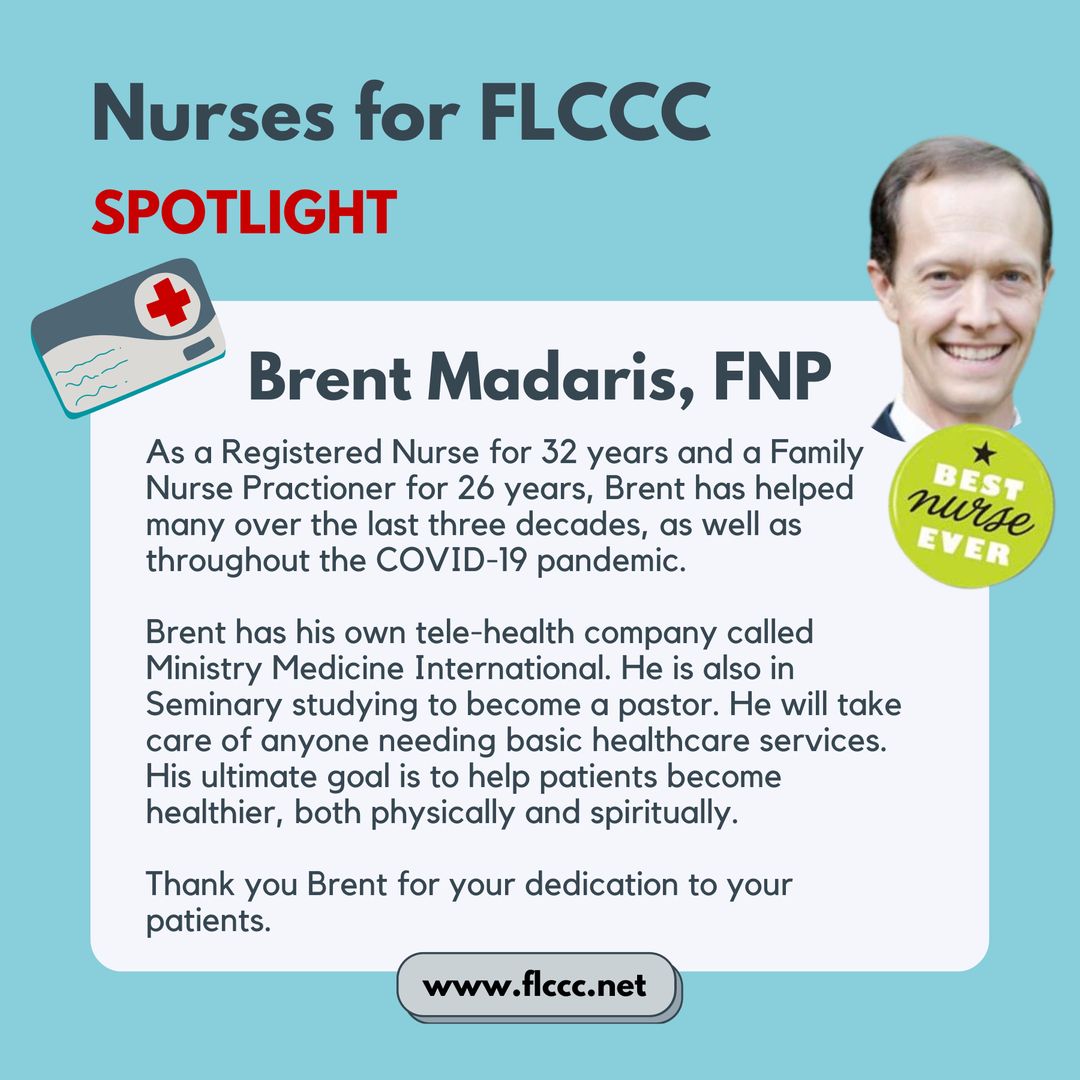Honest_Medicine's tweet photo. Meet @BrentMadaris, FNP, a Registered Nurse for 32 years and Family Nurse Practitioner for 26 years. Brent has helped do many during the COVID-19 pandemic. Thank you Brent for serving your patients! Visit Brent's website:

https://t.co/bMnTP8O87h

#nursesspotlight #flccc https://t.co/5jpQaY5DZi