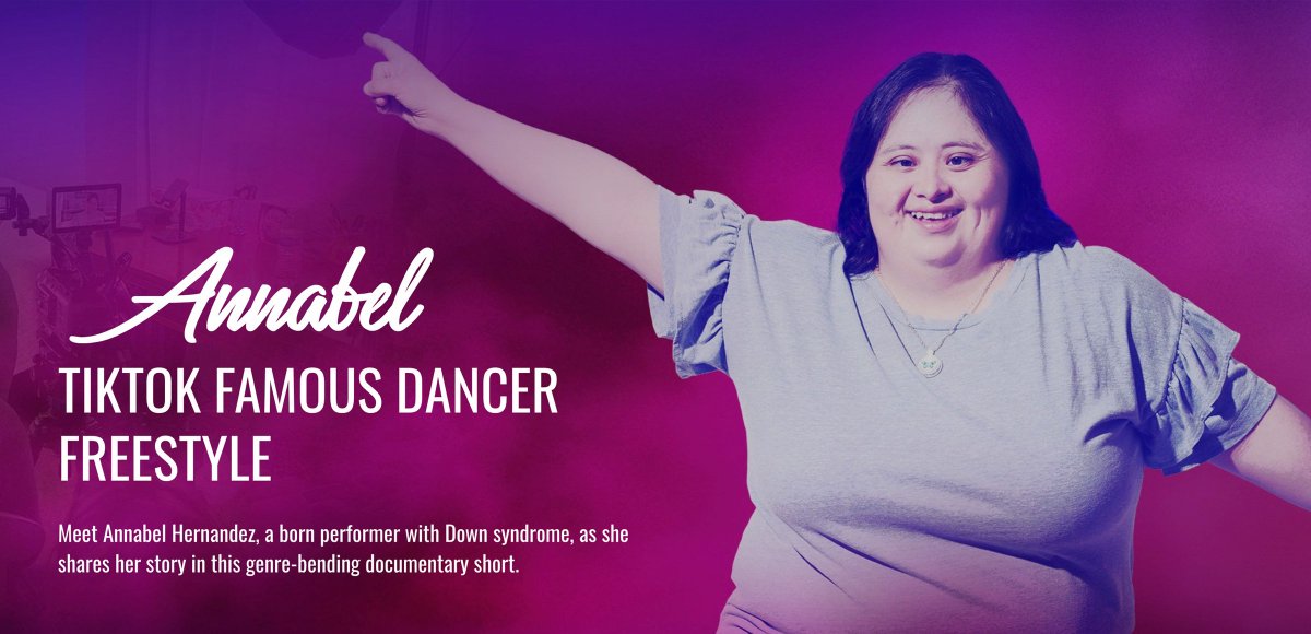 WeAreDesign's tweet photo. ⭐ 𝑺𝒉𝒊𝒏𝒊𝒏𝒈 𝒔𝒕𝒂𝒓 𝑨𝒏𝒏𝒂𝒃𝒆𝒍 𝑯𝒆𝒓𝒏𝒂𝒏𝒅𝒆𝒛 is a 29-year-old Wichita native with Down syndrome who is starring in a short film titled ANNABEL: TIKTOK FAMOUS DANCER FREESTYLE! Help her advocate for others like her! https://t.co/pQxNMi0W2E https://t.co/ZWY0RFYz9k