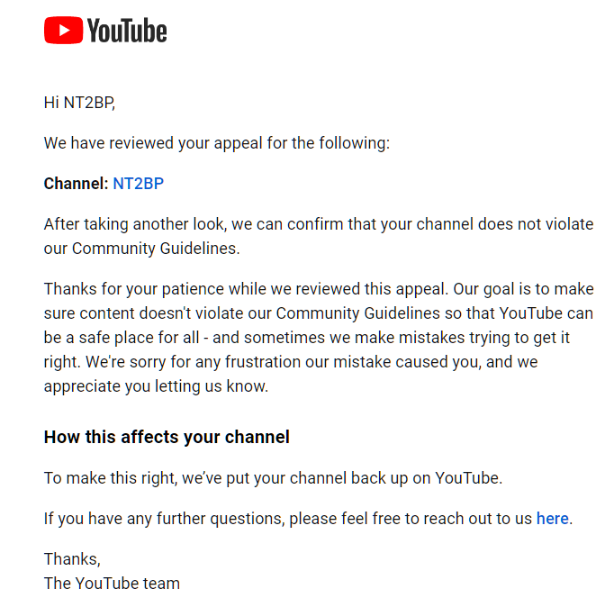 real_NT2BP's tweet photo. I am gonna be real with you @YouTube, @YouTubeCreators, you have restored my faith in mankind. Thank you! https://t.co/AdlyoHjWJO