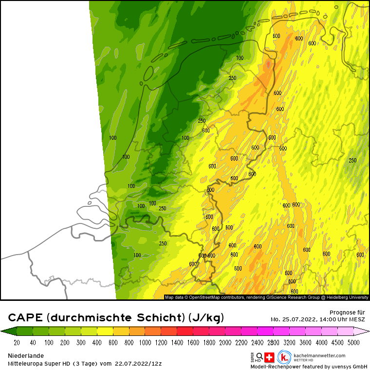 Am Montag erneut sommerlich Heiß mit 30 bis Lokal 33 Grad in NRW und Gewitteroption am Nachmittag. Etwas Cape und erhöhte Scherung. Superzellen könnten demnach ein Thema werden. Auch das ECMWF haut Gewitter raus. Mal sehen was SHD 18z später macht. /ST