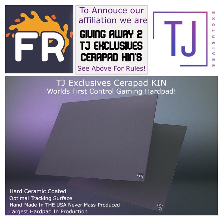 FreshReviewsYT's tweet photo. 🚨GIVEAWAY TIME🚨 (world-wide)
For TJ Exclusives and Fresh Reviews Affiliation  
2x Cerpad Osmium Size Mousepads (605 x 405mm) 
+Customized with your choice of text 
Step 1: Retweet 🔁 &amp; Like ❤️ this tweet
Step 2: Tag 2 friends 
Step 3: Follow ⬇️
@TJExclusives
@FreshReviewsYT https://t.co/orRdOvD7j4