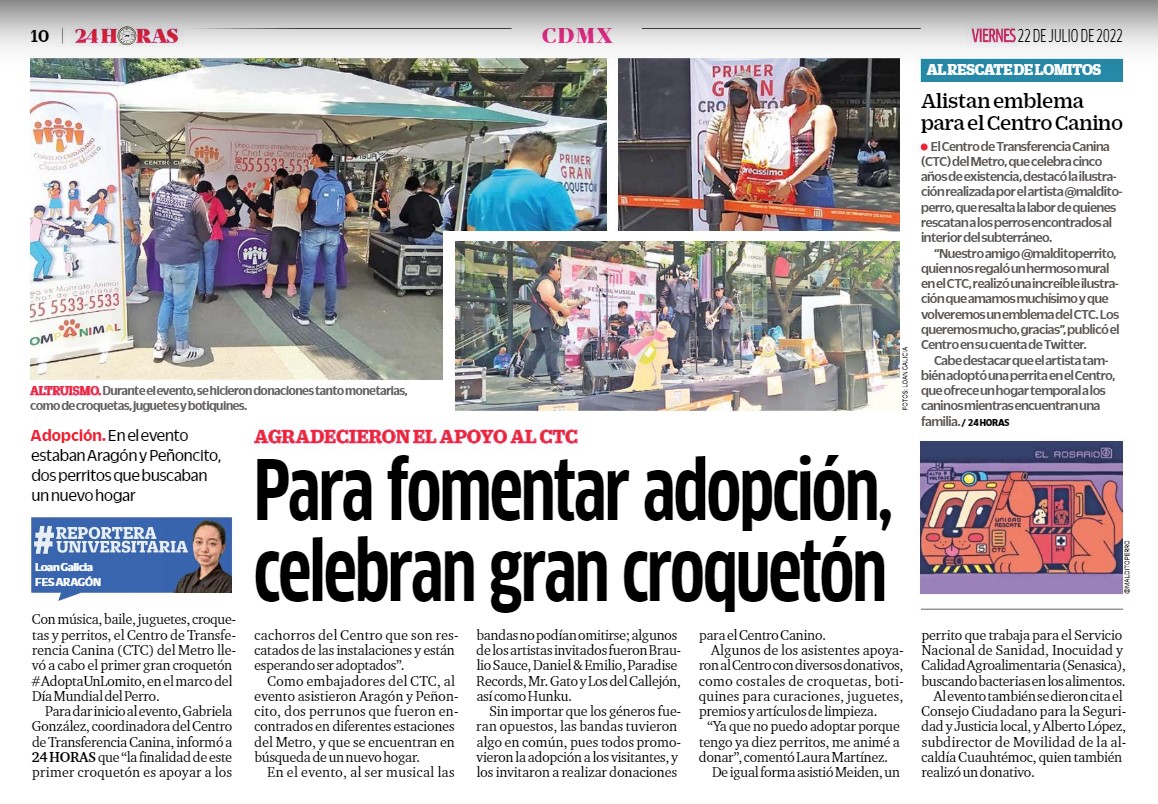 guerrerochipres's tweet photo. Ayer acompañamos al @ctc_metro1 en el primer Croquetón para fomentar la adopción de #CompAnimales. Instalamos un módulo donde apoyamos a la ciudadanía con orientación jurídica contra el maltrato animal. ¡Gracias por la invitación!
Vía @diario24horas
https://t.co/bs12VfRmLS https://t.co/Pp43773G3u