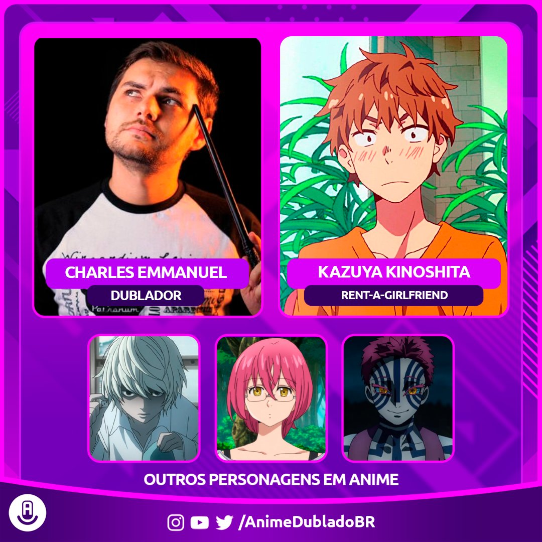 Anime Dublado on X: Charles Emmanuel (@charles_weasley) entra para o  elenco de Rent-a-Girlfriend como Kazuya Kinoshita! Simuldub do anime  estreia hoje ás 18:00, na Crunchyroll!  / X