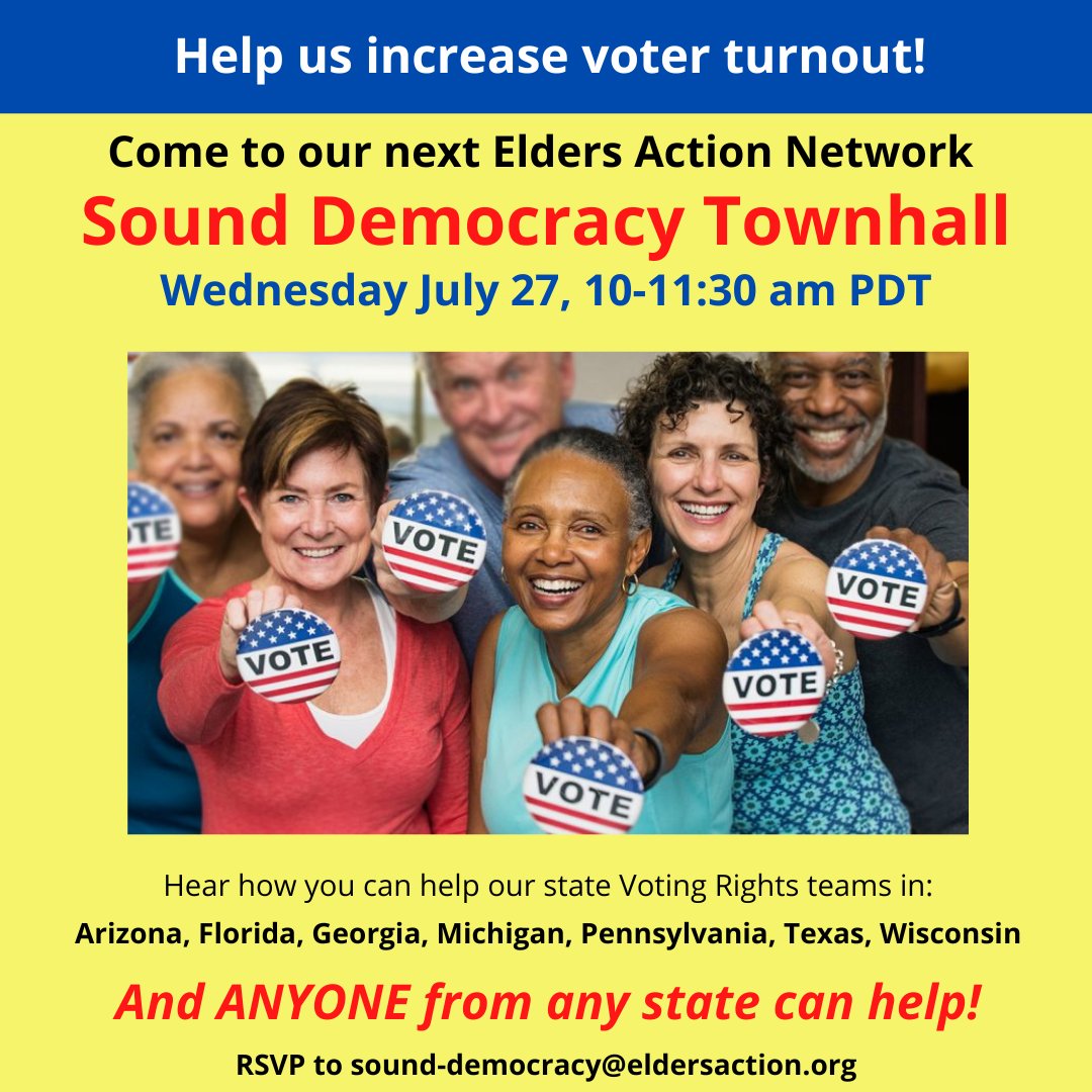 Sound Democracy Town Hall #sounddemocracy  REGISTER: eldersaction.org/event/esd-summ…