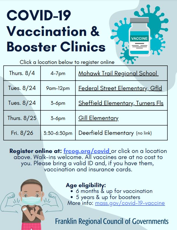 More #COVID-19 vaccination and booster opportunities next month. To register, visit frcog.org/program-servic…. #GreenfieldMA