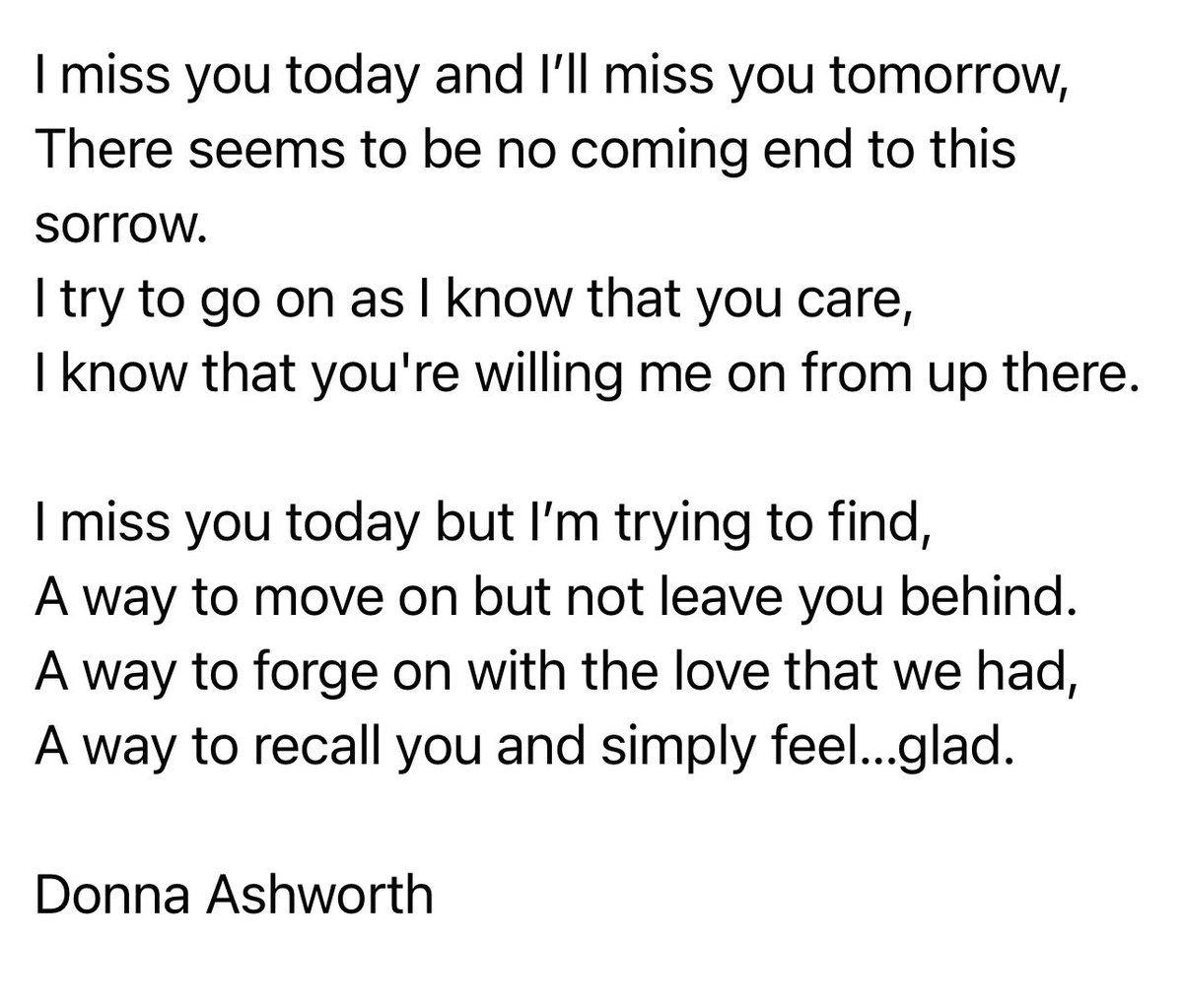 goodgrieftrust's tweet photo. This poem has been incredibly popular &amp; has reached over 3M on our FB page. ‘I Missed You Today’ #DonnaAshworth 🧡 https://t.co/aHpwRAujHU