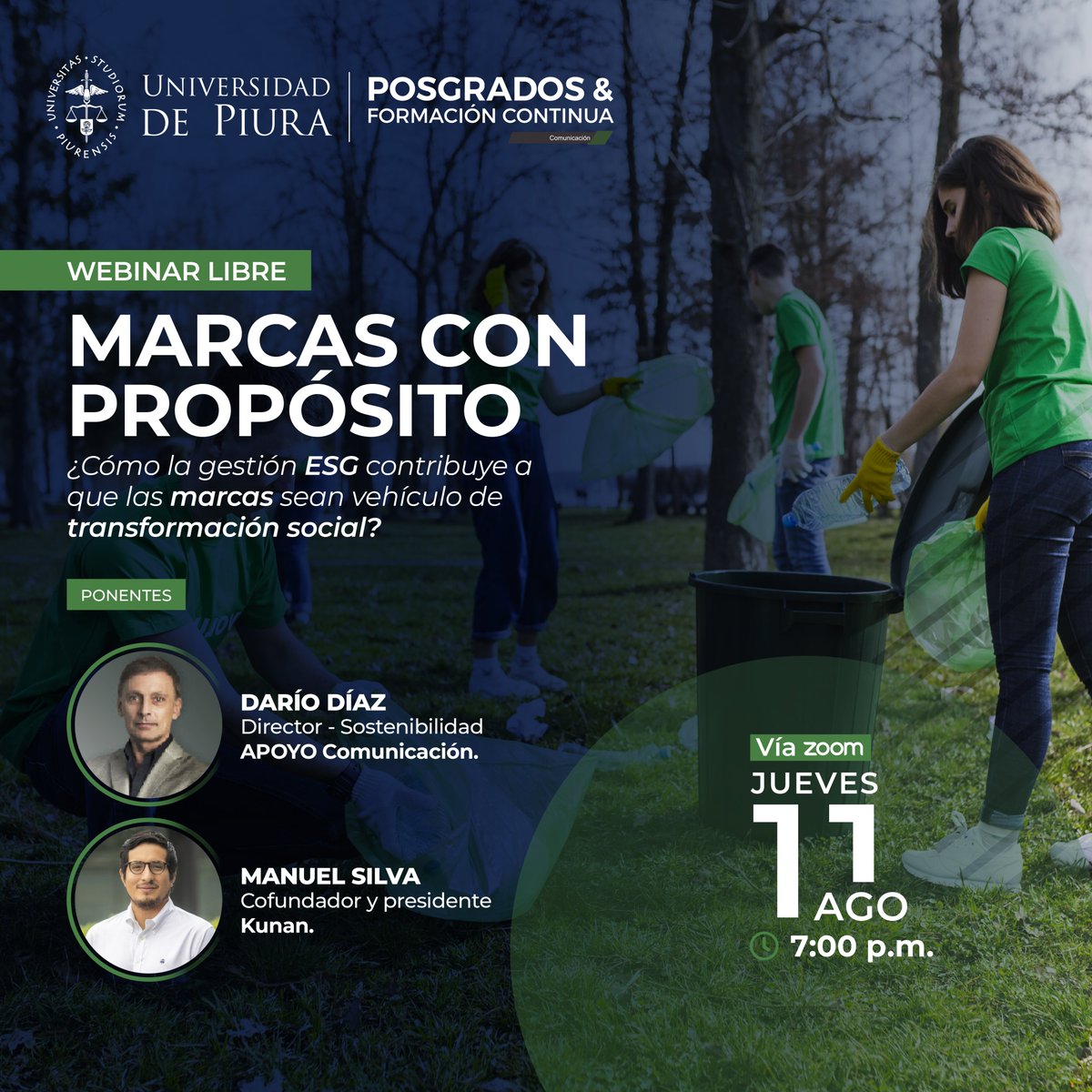 Conoce cómo las gestiones ambientales, sociales y de gobierno corporativo deben integrarse y entenderse como parte integral del desarrollo social, económico y financiero empresarial.
🔗 Inscríbete aquí: bit.ly/3PpiCHc

#GestióndeSostenibilidad #ESG #ASG  #UDEP