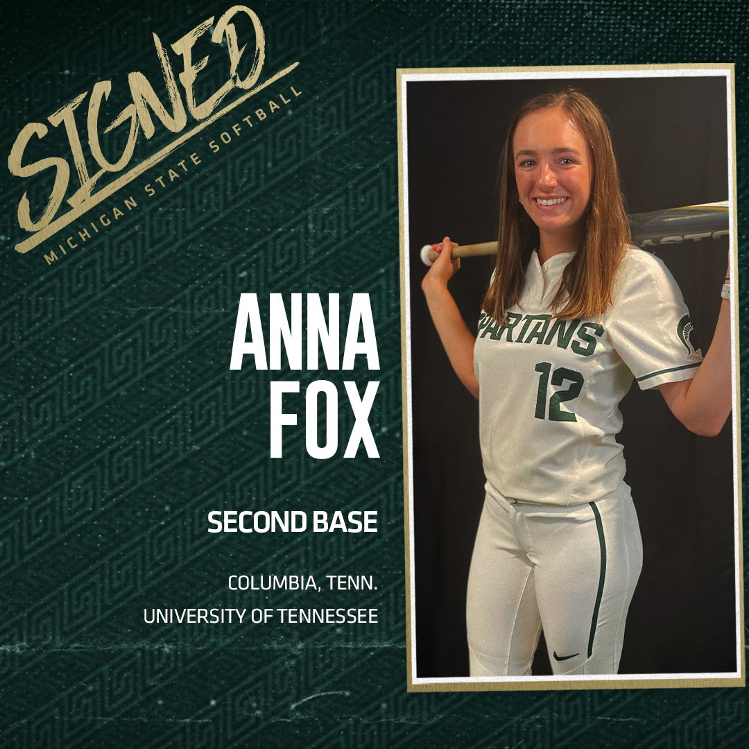 Inked a transfer from the Volunteer state!

Help us welcome Anna Fox (<a href="/Agfox02/">Anna Fox</a>) to East Lansing!

📰: sprtns.co/AnnaFox

#GoGreen | #B1GSoftball