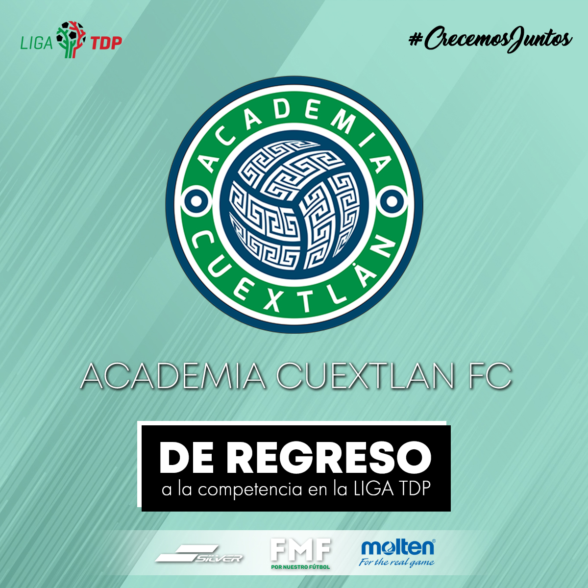 LigaTDP's tweet photo. ¡POR UNA NUEVA HISTORIA!

La Temporada 2022-2023 marcará el retorno a la actividad deportiva de la División a estas cuatro escuadras:

💚 Academia Cuextlan FC
🇹🇩 Atlético ECCA
🚩 Caudillos de Morelos
🐰 Conejos de Tuxtepec 

¡Pendientes de próximos anuncios 📢!

#CrecemosJuntos https://t.co/AbsNMTuODc