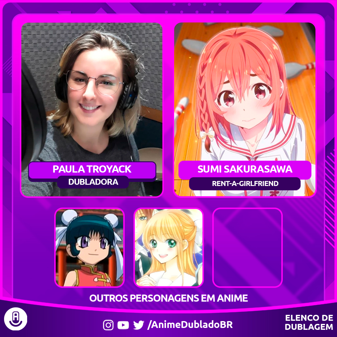 Conheça o elenco brasileiro da dublagem de Rent-a-Girlfriend - Crunchyroll  Notícias