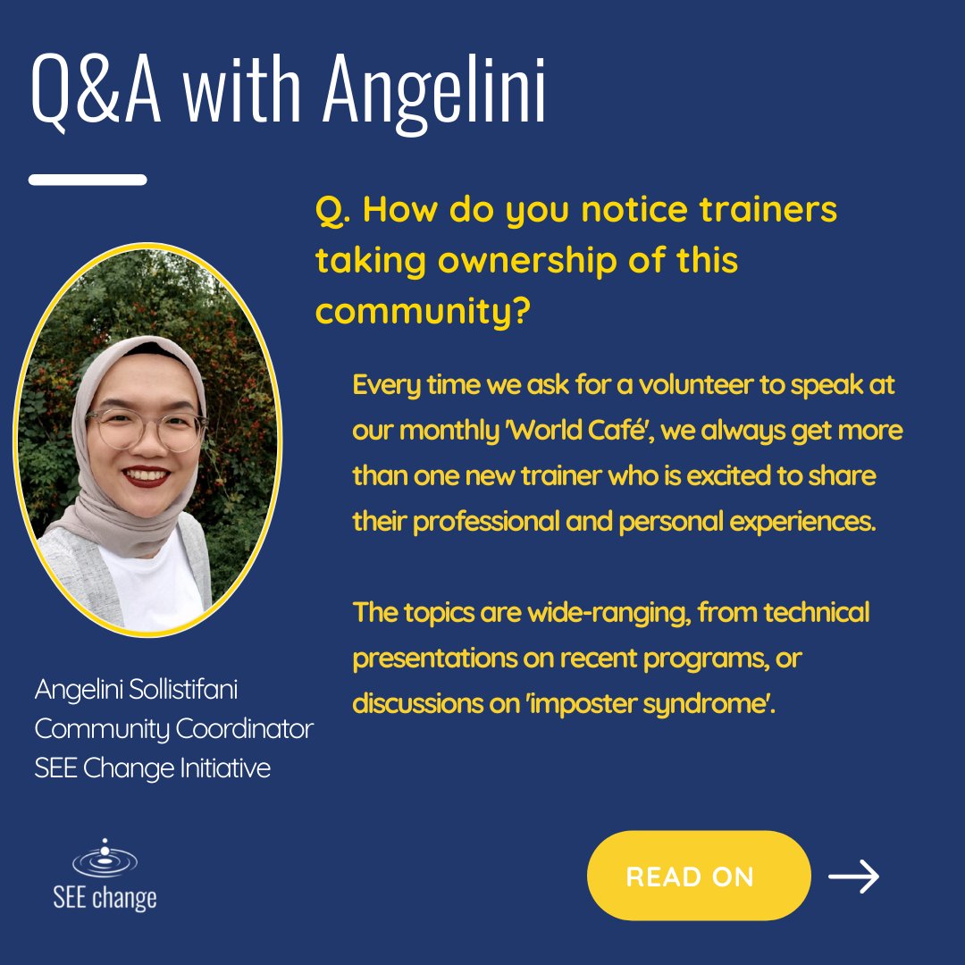 SEEChangeJHU's tweet photo. Hear from our community coordinator sharing with us the evolution and activities happening on the community platform we are continuing to build for SEE Change’s global trainer network:👇🖼️🖼️🖼️ 
#SEEChangeJHU #PersonalAgency 
@JohnsHopkinsSPH @USAID https://t.co/oK9fiOv5PW