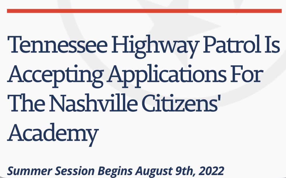 TN Highway Patrol on Twitter "The THP is accepting applications for