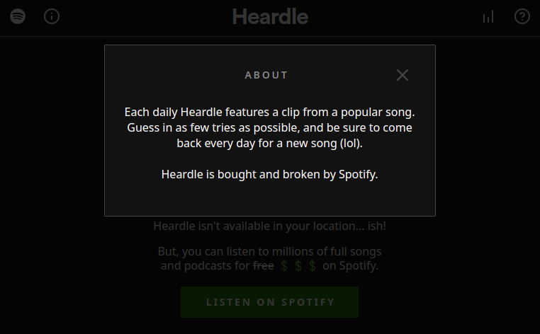 😢
#Heardle #Spotify