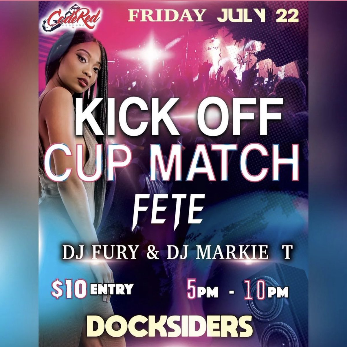 CodeRedBermuda's tweet image. Pop by Docksiders this evening and start your Cup Match off with @MarkieT103 &amp;amp; @officialdjfury