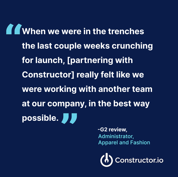 constructor_io's tweet photo. What's the difference between a search vendor and a search partner?
👉 With Constructor, your integration is our integration too. ❤️
#ConstructorSearch #productdiscovery #ecommercetools #retailtech https://t.co/FQbarafViB