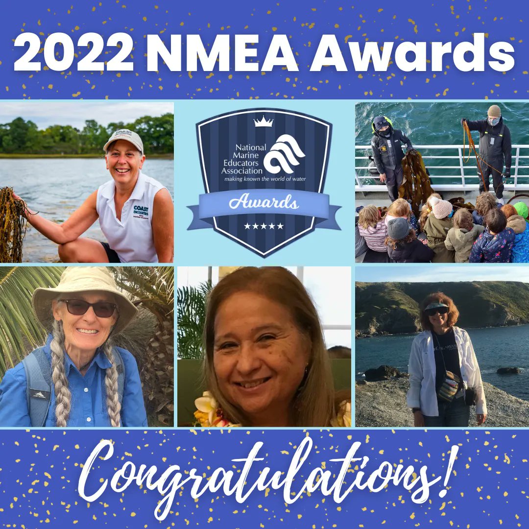 NatlMarineEd's tweet photo. We are excited to announce our 2022 NMEA Award winners! These amazing individuals and organizations are shining examples of what it means to "make known the world of water, both fresh and salt!" Meet the winners here: https://t.co/HB0f0YdWoM

@eaglewingtours @USCSeaGrant https://t.co/S0HXqDd2va