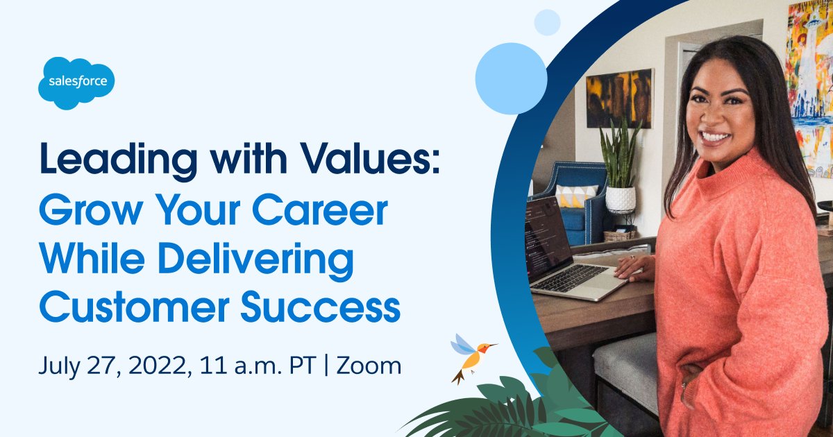 TSLCustomers's tweet photo. Our Founder and CEO, @KristenHayer, will be moderating a @salesforce #LeadingWithValues #webinar on how to Grow Your Career While Delivering #CustomerSuccess on July 27 @ 11am Pacific.

🔷 This event is open to all! 
✅ Register here: https://t.co/yKaaGm4lqi
#SalesforceCareers https://t.co/YZ5Aih4Dbz