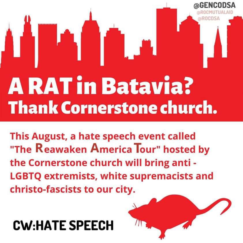 The “ReAwaken America” tour is coming to Cornerstone Church in Batavia and we need to stand against it — here are some statements that show the kind of hate they stand for.
