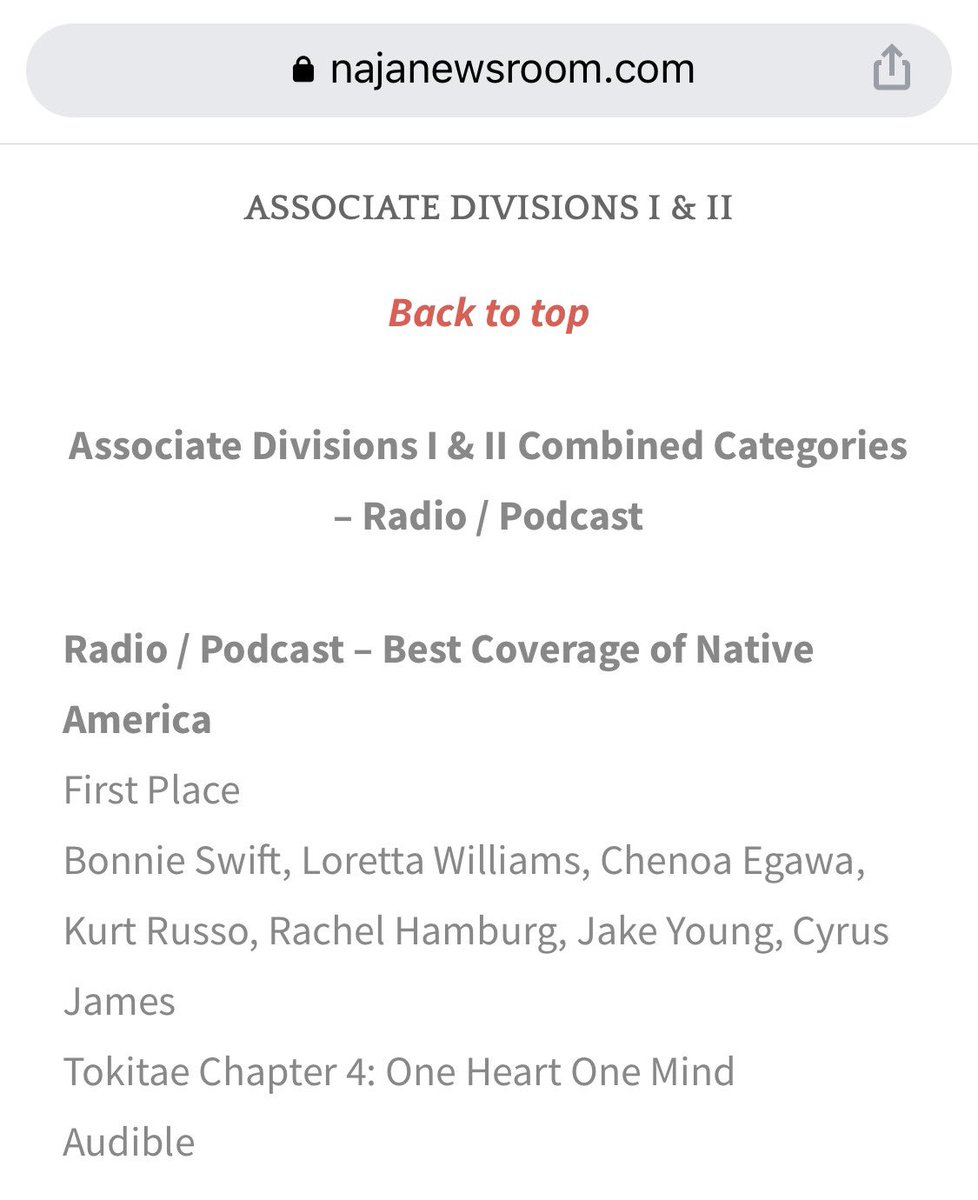 Bonzairambo's tweet photo. On behalf of the whole #tokitae team I’m so honored and proud to receive this award from @najournalists! Best coverage of Native America! Humbling. Thank you!! 🙌🏼
@rachelhamburg @audible_com @chenoaegawa 
https://t.co/v2SlLMUSPr https://t.co/uoDZ8dgeoY
